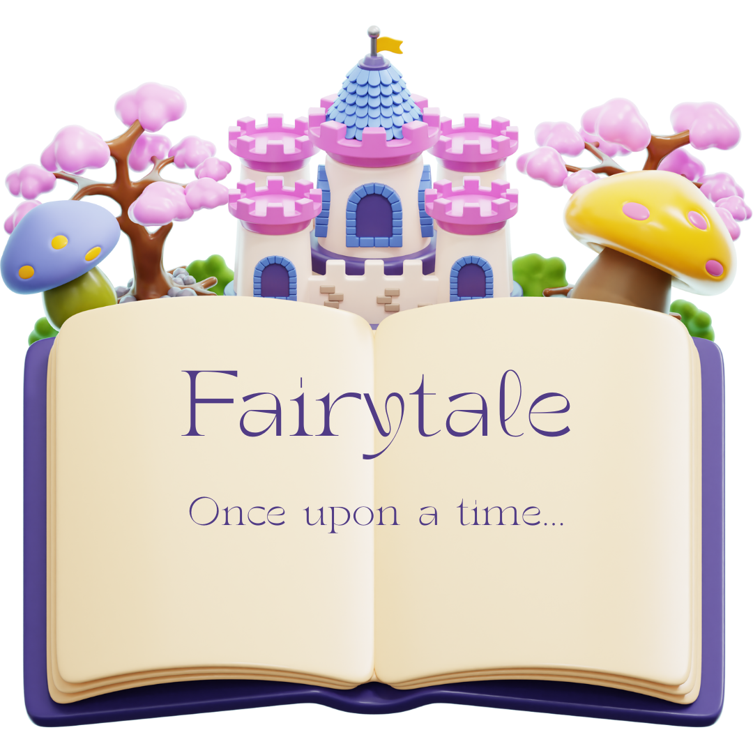 Open book with the words Fairytale