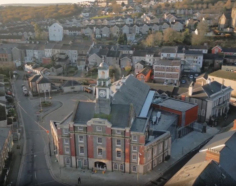 Aerial view of Maesteg Town Hall