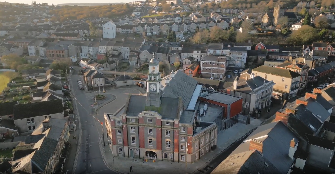 Aerial view of Maesteg Town Hall