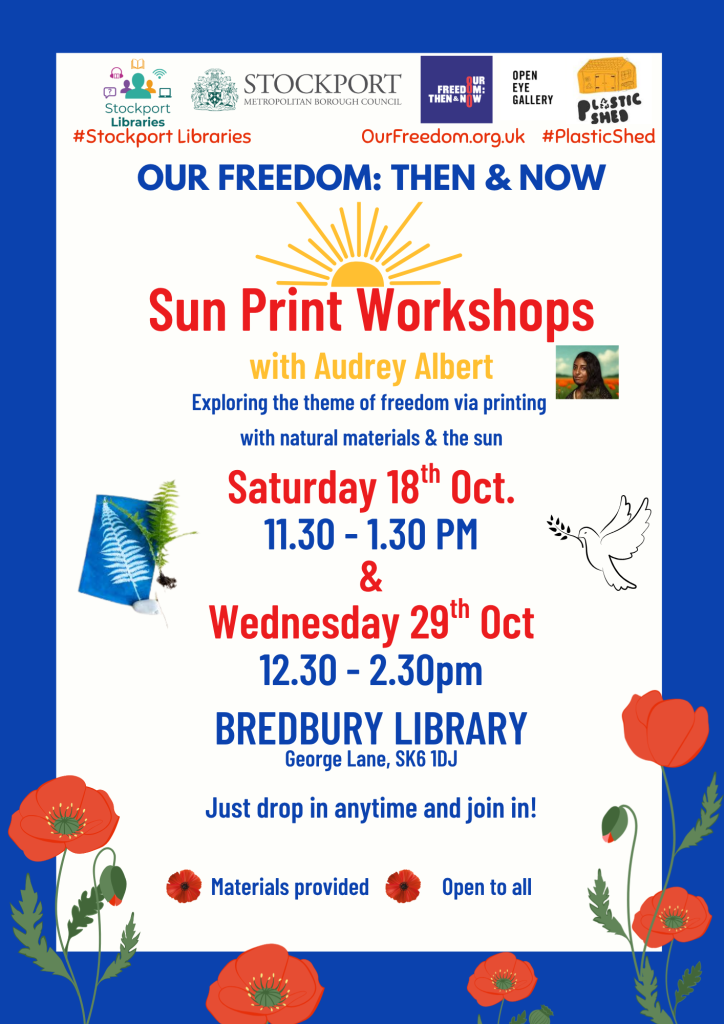 Poster for a sun print workshop at Bredbury Library