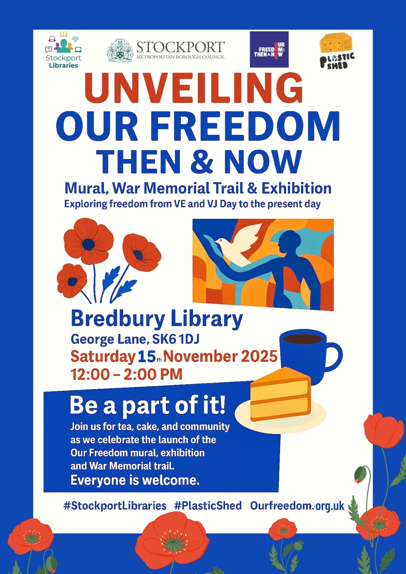 Invitation to Our Freedom storytelling and mural launch at Bredbury Library