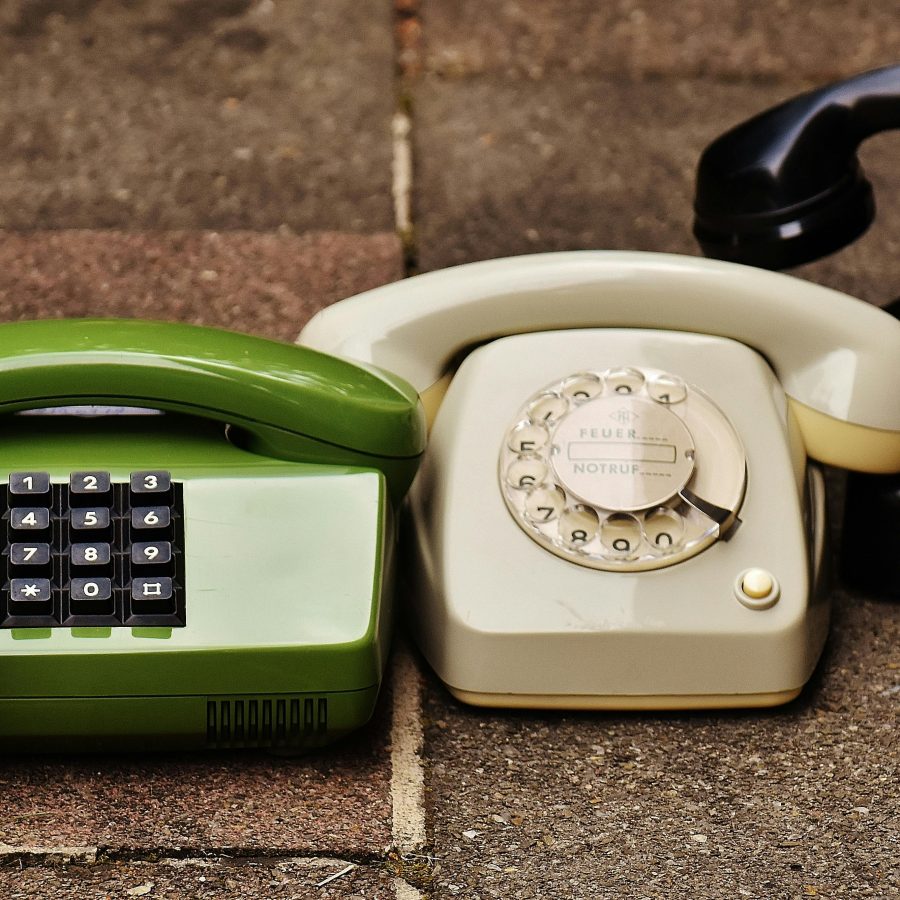A range of telephones from different eras